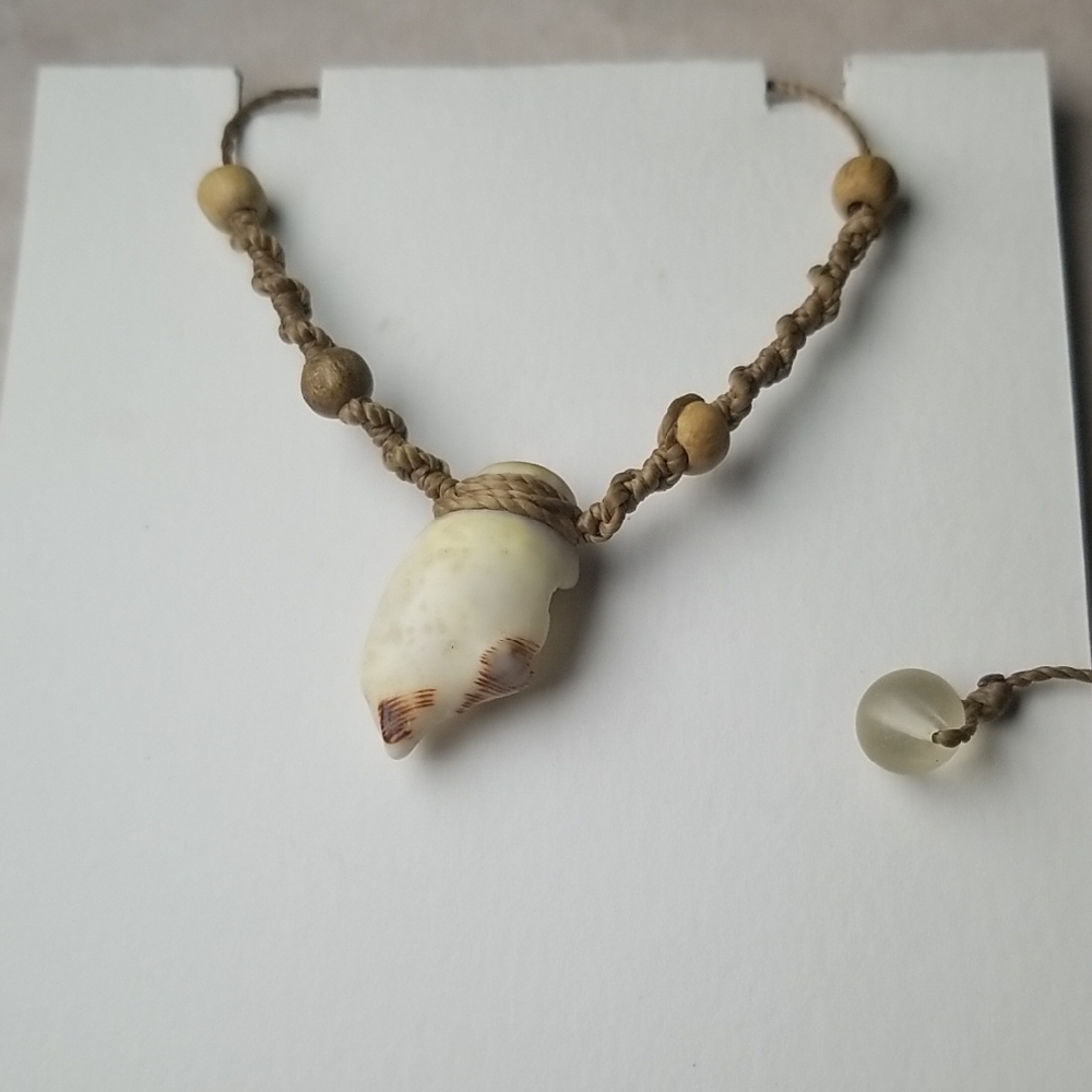 Leather Beaded Shell Necklace